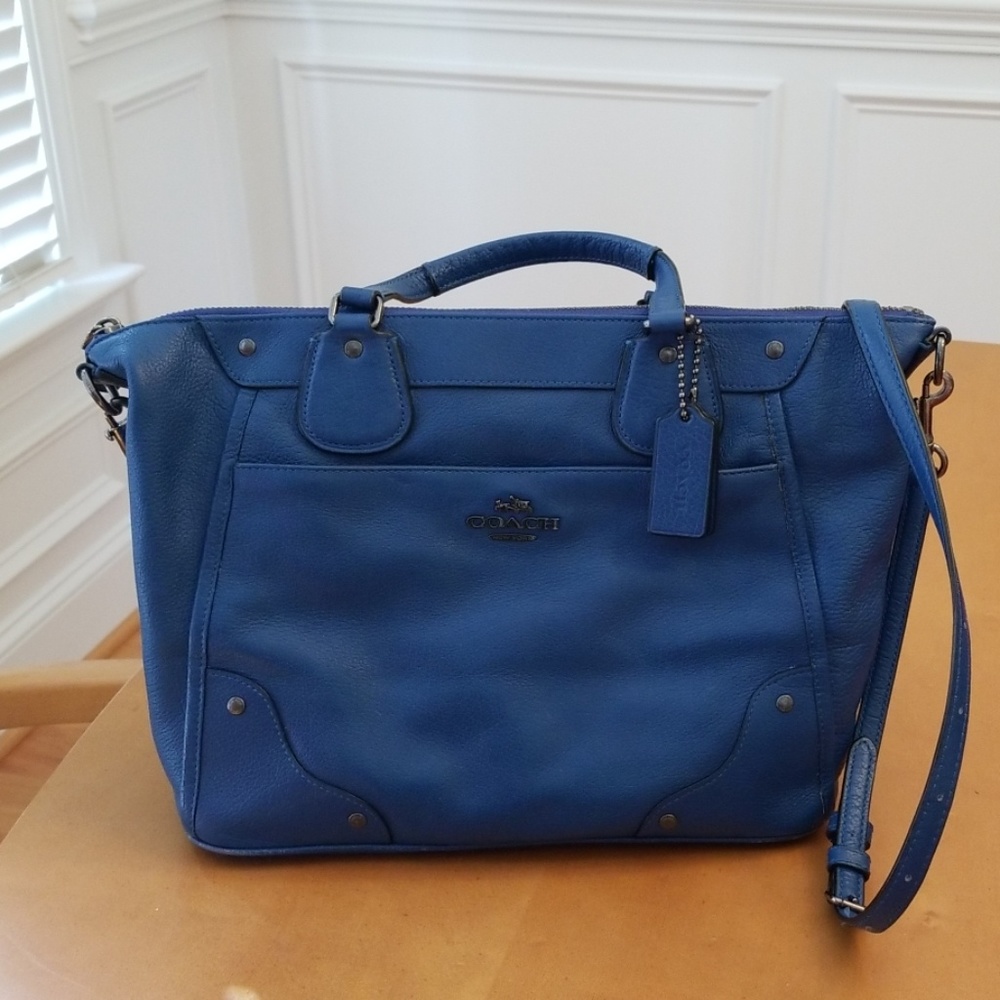 Coach blue denim leather purse Mickey